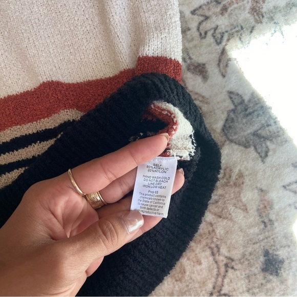 Soft Striped Crewneck Sweater - Black, White, and Rust - Picture 8 of 10